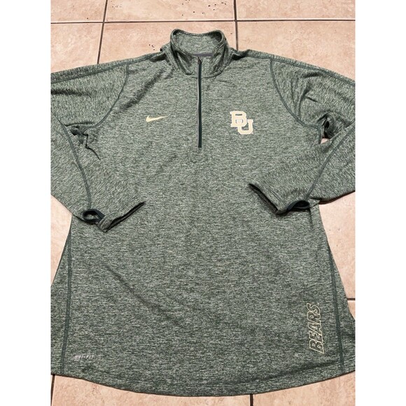 Baylor Bears Sweater Womens XL Nike Dri Fit Green Pullover 1/4 Zip Element Shirt - Picture 1 of 7